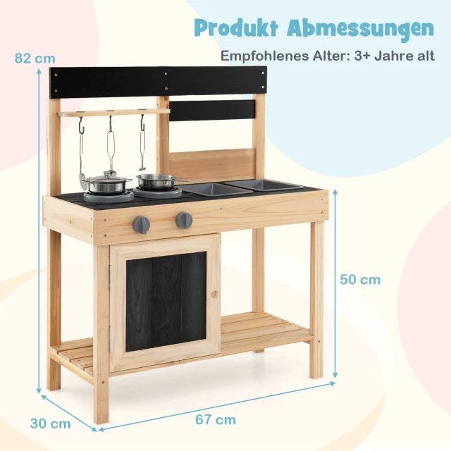 COSTWAY TM1011OEU-NA Cocina infantil con 2 fregaderos - Imagen 2