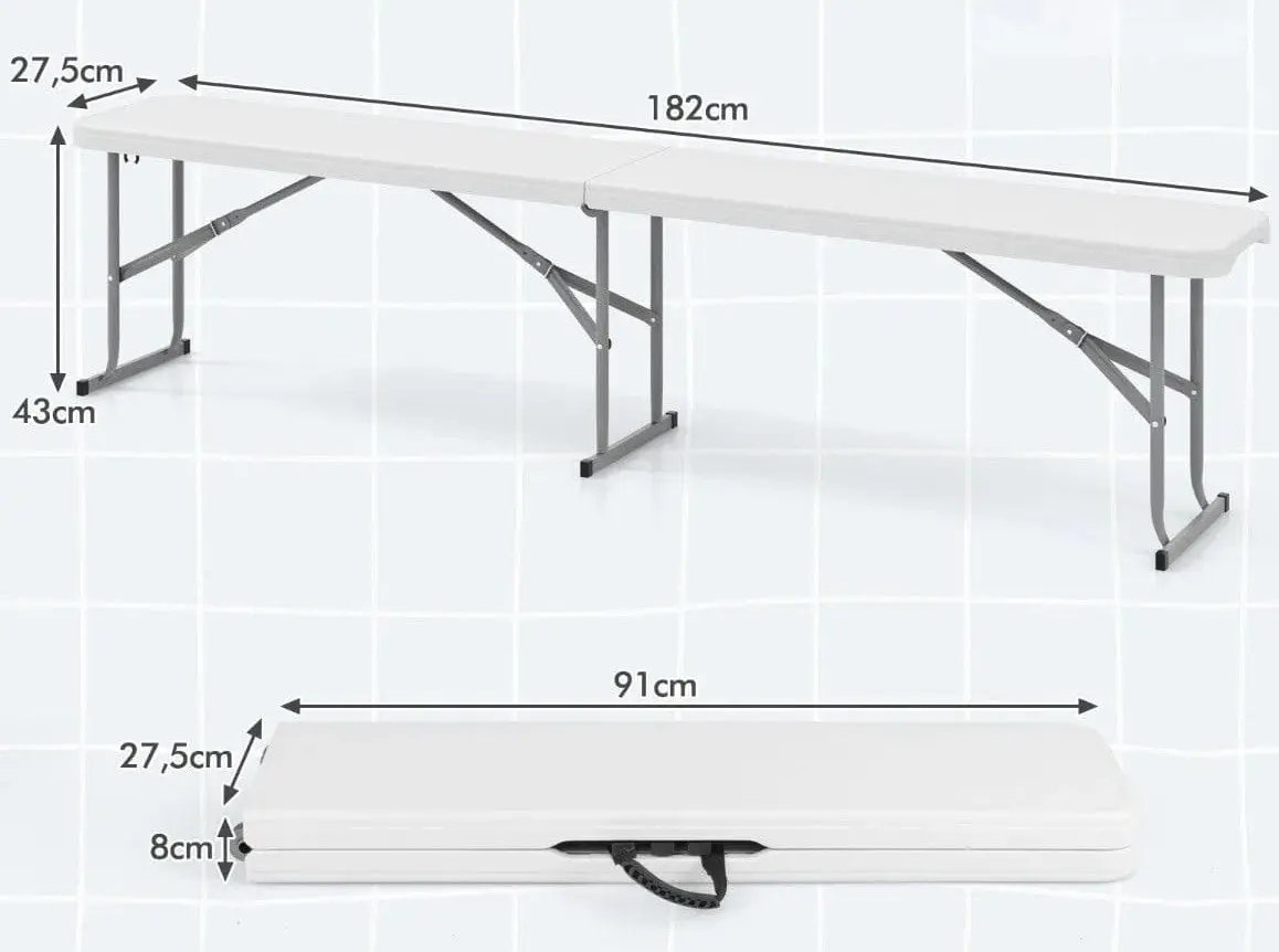 COSTWAY NP11891WH-1 Banco Plegable Blanco - Imagen 2