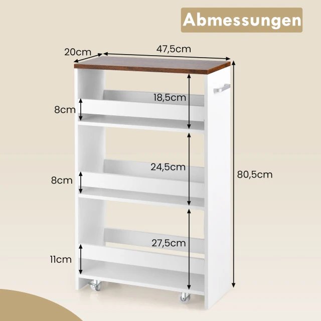 COSTWAY JV11646CF Carrito de 4 niveles con ruedas - Imagen 2