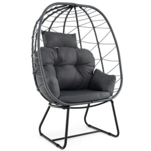 COSTWAY NP11482GR Silla tipo huevo de ratán cómoda