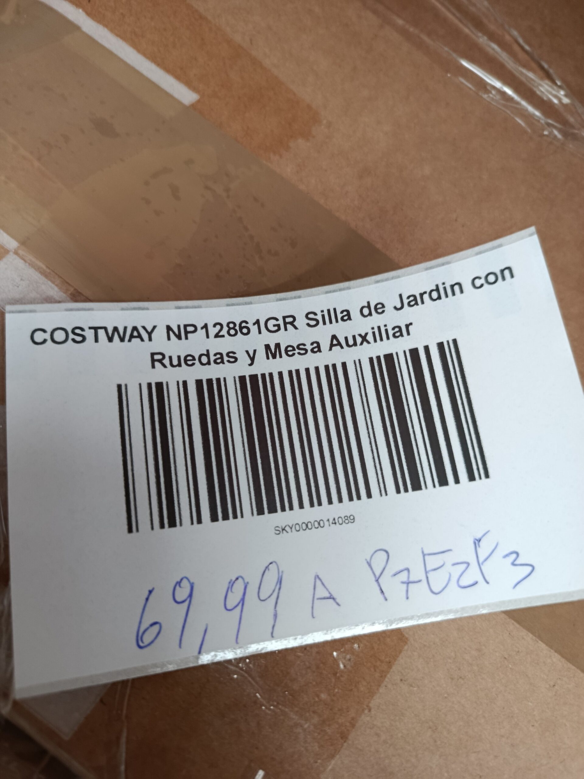 COSTWAY NP12861GR Silla de jardín con ruedas y mesa auxiliar - Imagen 8