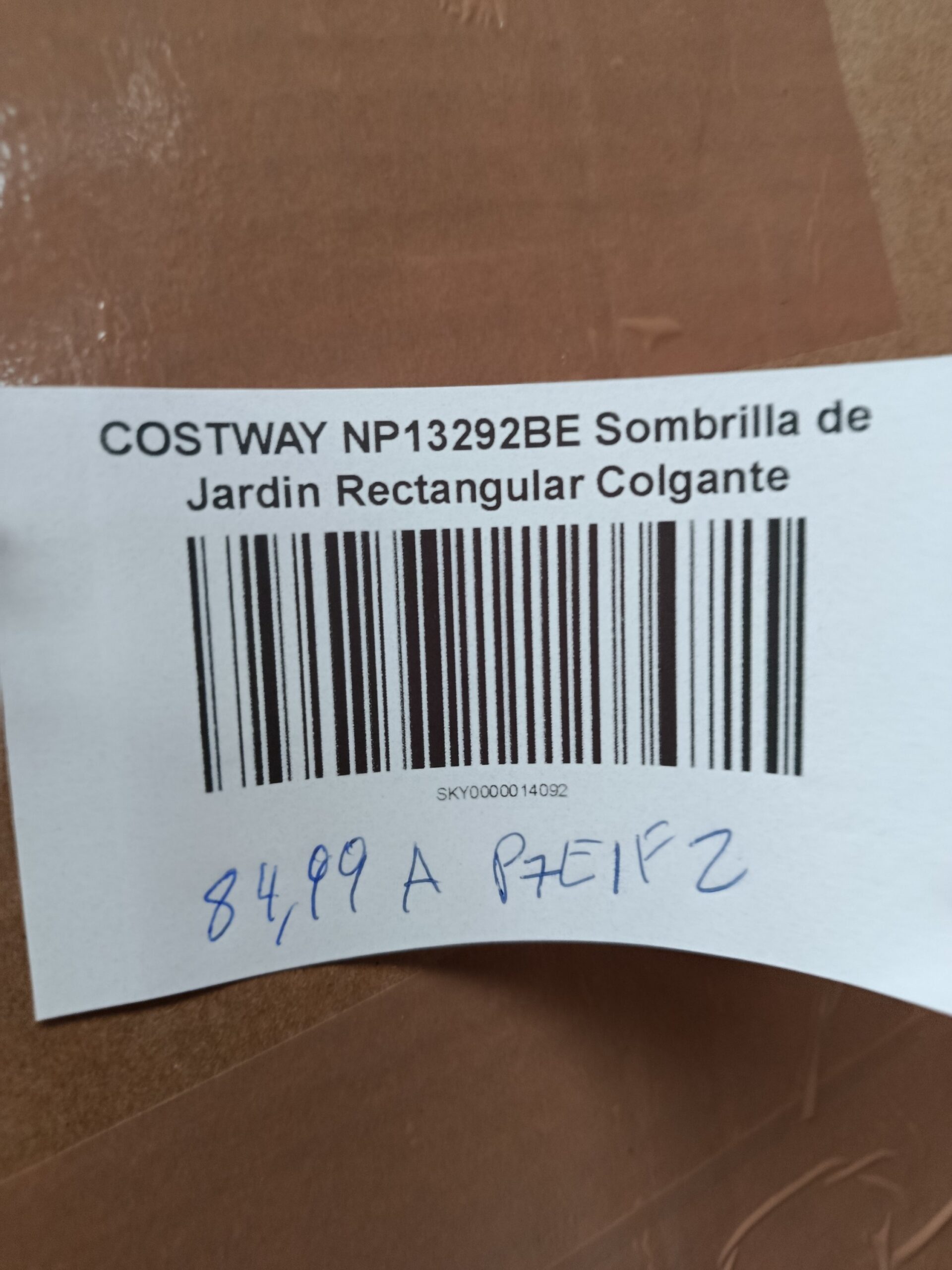 COSTWAY NP13292BE Sombrilla de jardín rectangular colgante - Imagen 7