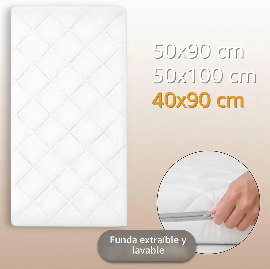 Totsy Baby colchón minicuna 90x40 cmpara colecho moisés Cuco capazo Carrito bebé - Imagen 2