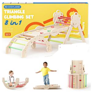 COSYLAND 8 en 1 Triángulo de Escalada Montessori con Arco y Rampa.