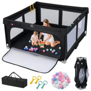 Costway UY10120BK Parque infantil plegable  de 150x150 cm con 50 pelotas.