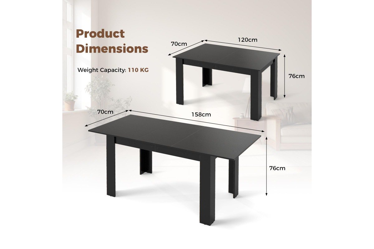 Mesa de comedor extensible - KC57827DK - COSTWAY - Imagen 2