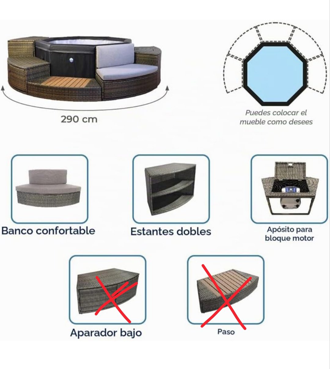 NETSPA SP-OCT165/MOB2 Muebles - 4 a 6 plazas