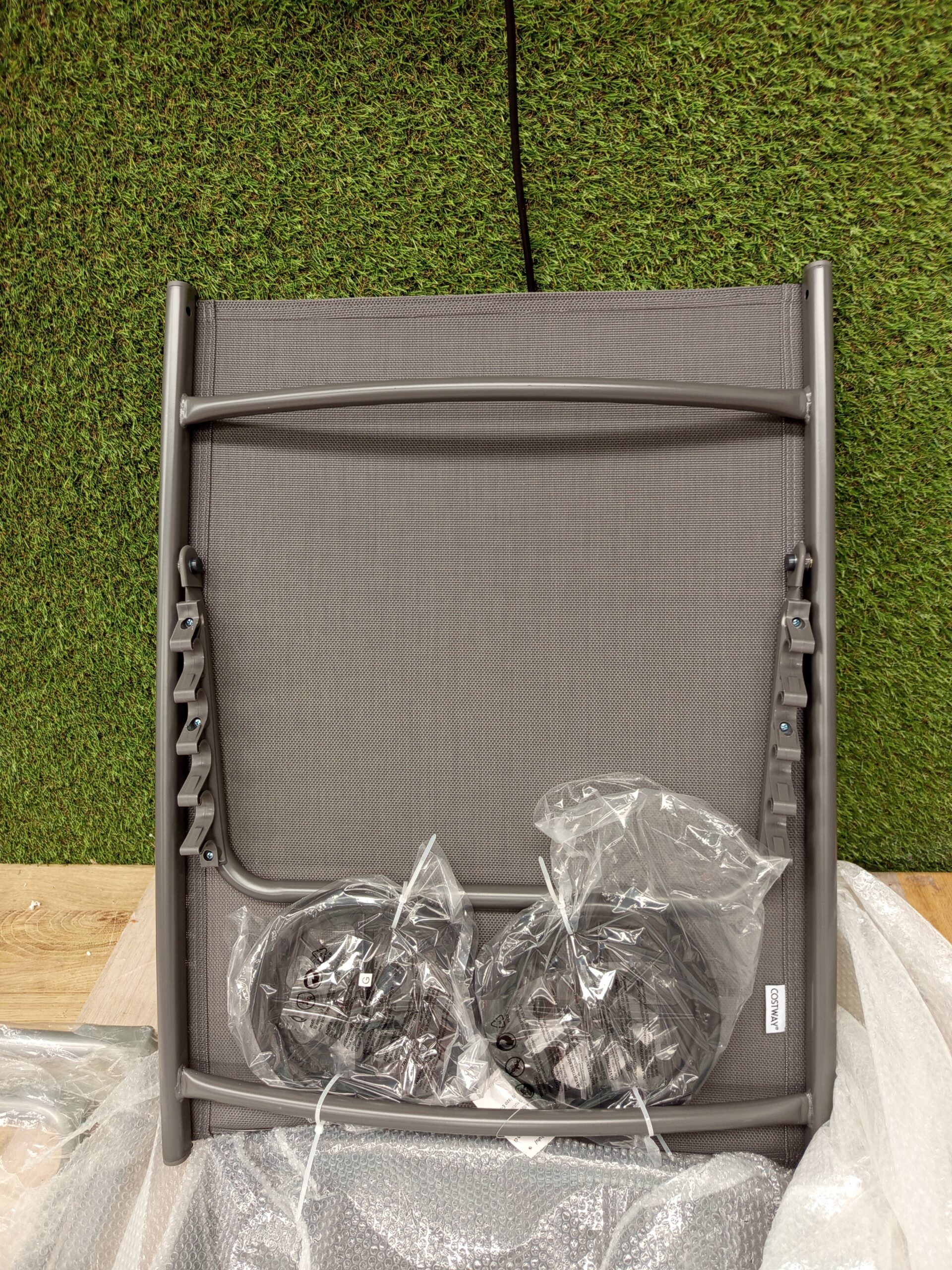 Tumbona ajustable gris Costway - Imagen 2