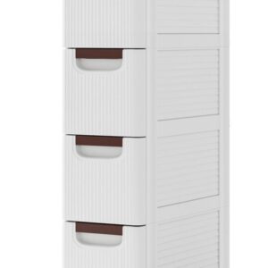 Armario estrecho blanco de 4 cajones Costway
