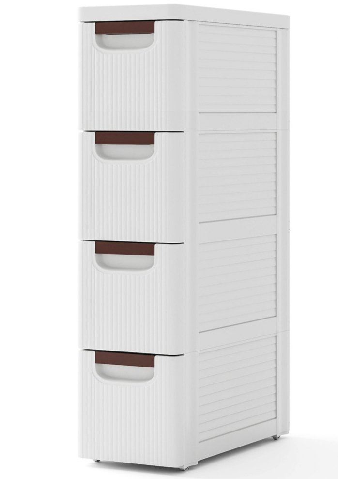 Armario estrecho blanco de 4 cajones Costway