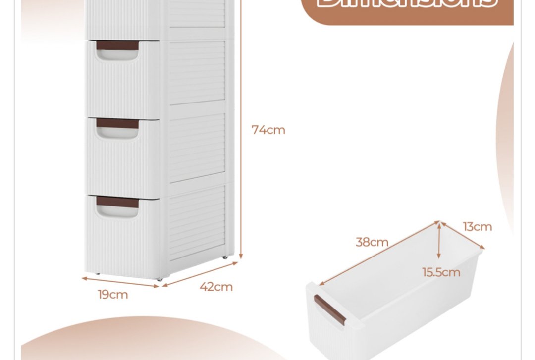 Armario estrecho blanco de 4 cajones Costway - Imagen 2