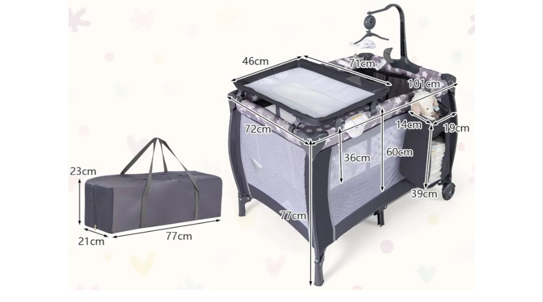 Cuna plegable 3 en 1 COSTWAY - Imagen 2