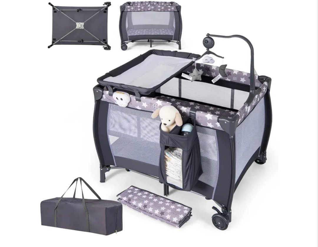 Cuna plegable 3 en 1 COSTWAY