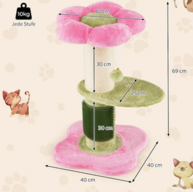 Rascador para gatos Costway, color rosa - Imagen 2