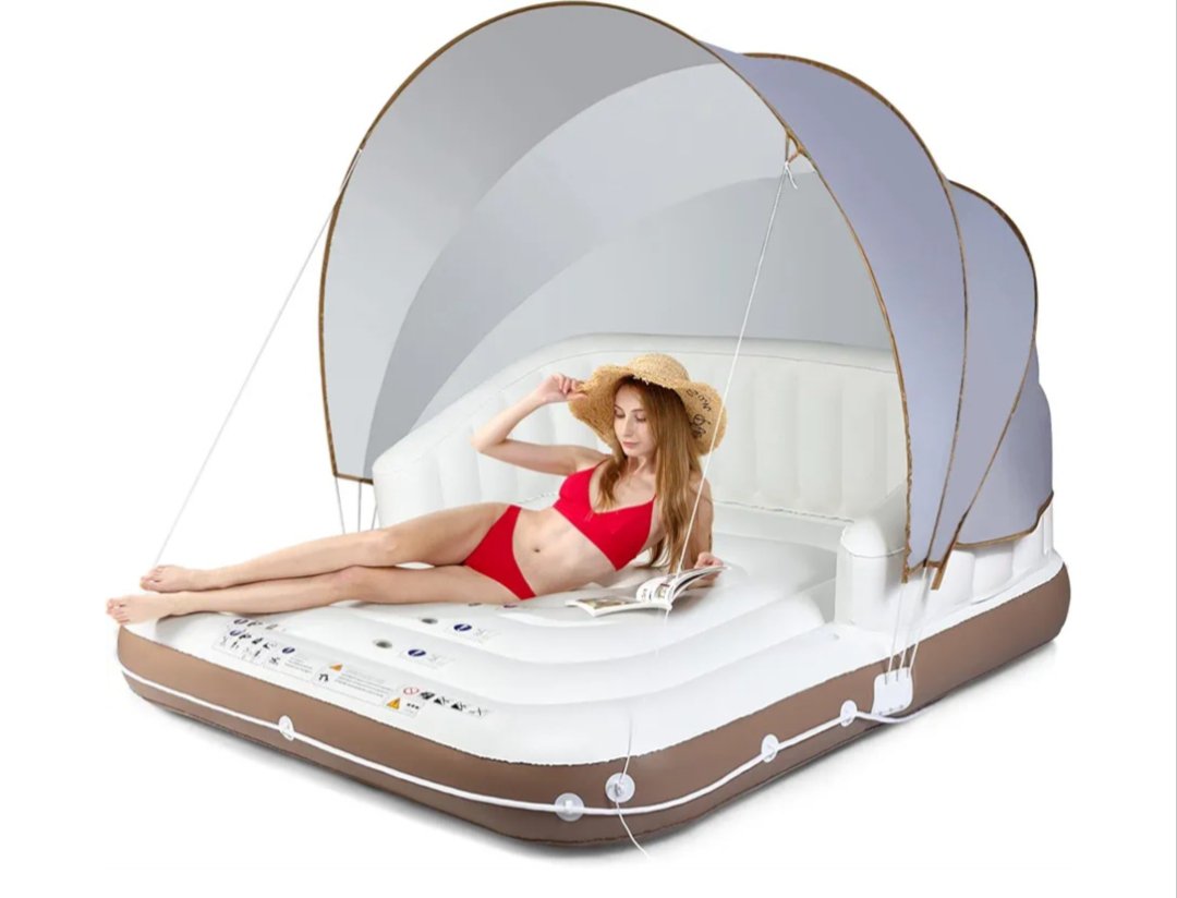 COSTWAY Isla Hinchable con Toldo para 2 Personas