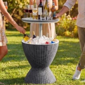 Costway Bar refrigerado exterior 3 en 1, nevera de hielo