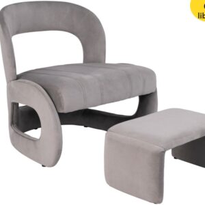 Sillón auxiliar gris Costway con otomana
