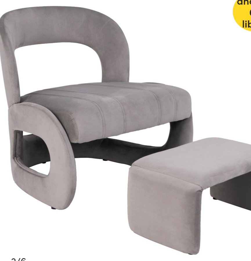 Sillón auxiliar gris Costway con otomana