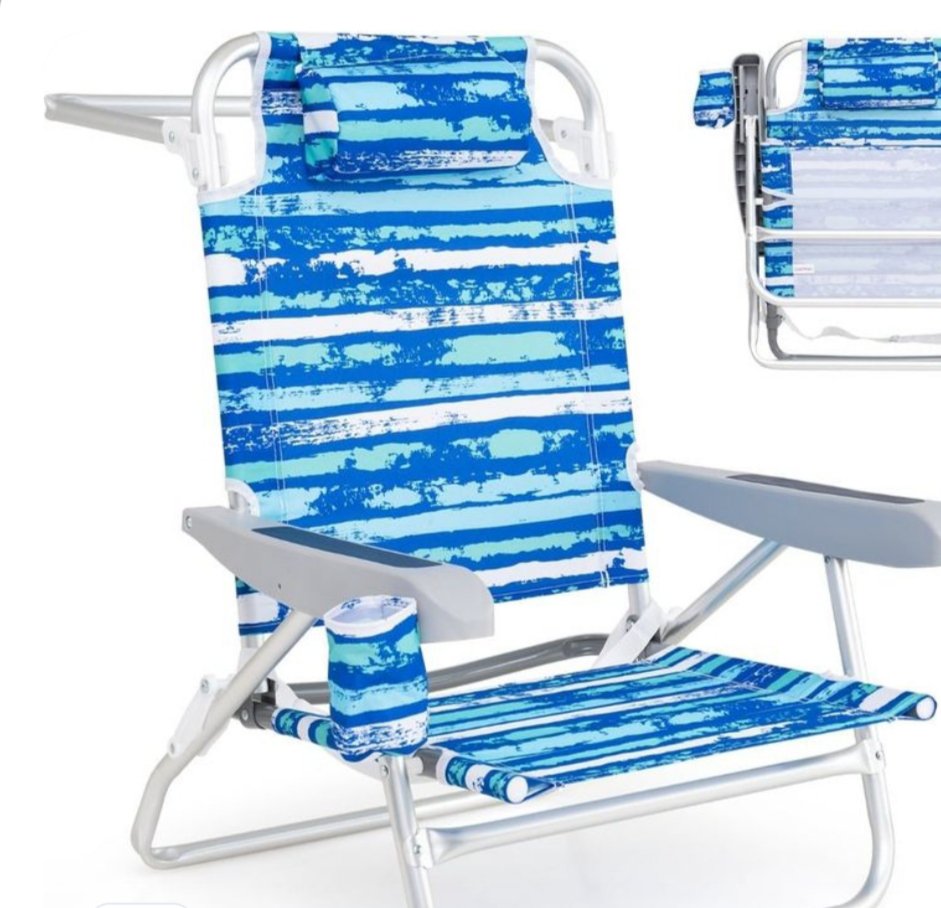 Costway Juego de 2 sillas de playa plegables reclinables