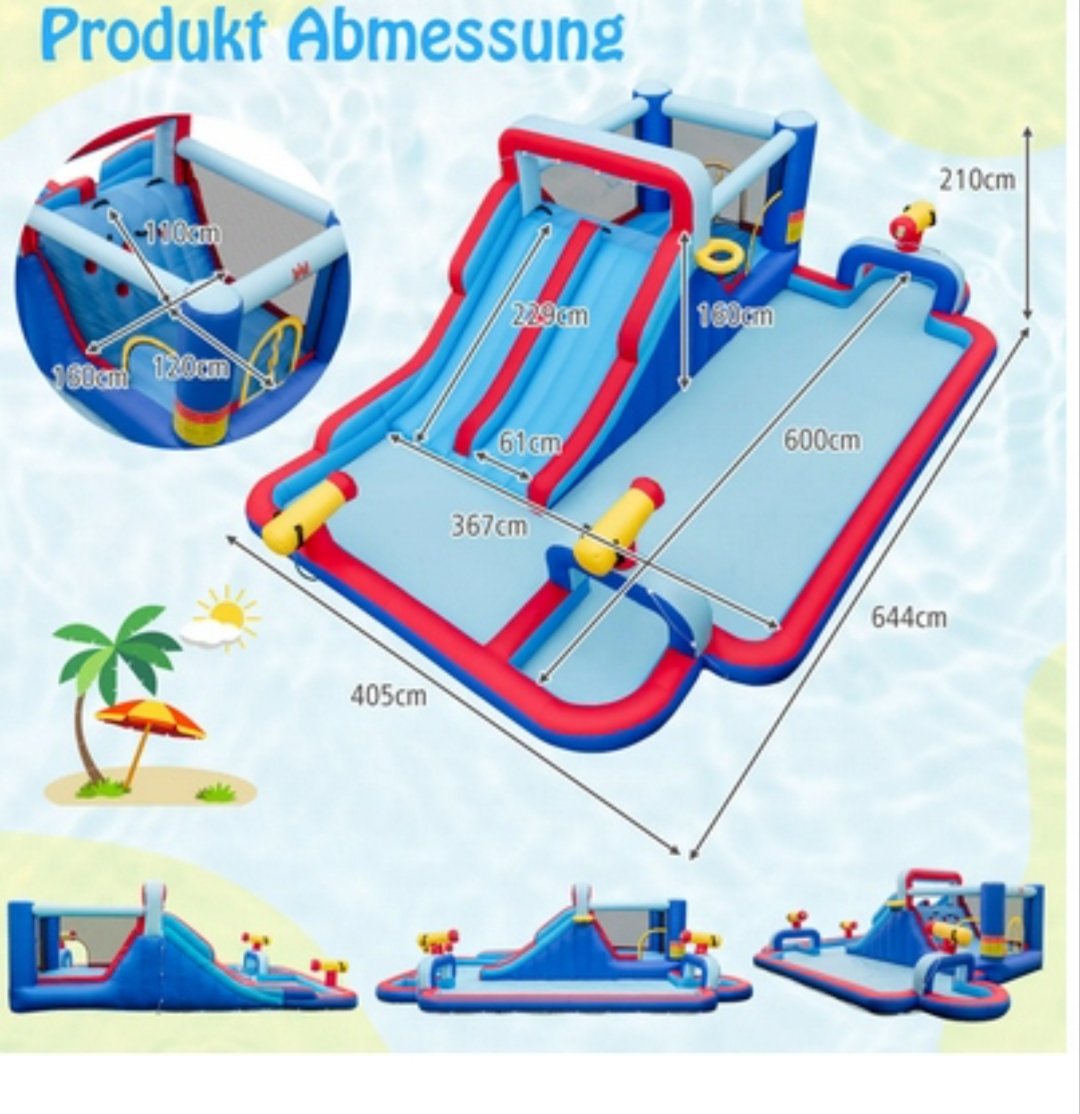 Costway Parque acuático hinchable / Zona de juegos con tobogán.. - Imagen 2