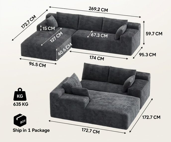 Patbrela L-Shaped Sectional Sofa - Imagen 2