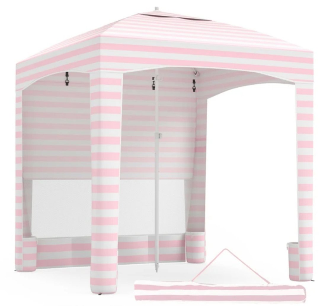 Costway carpa de playa rosa.