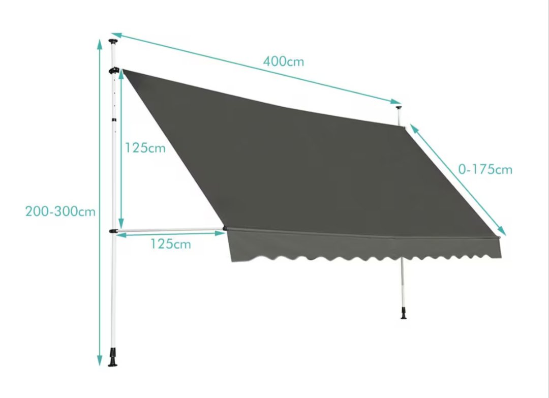 Costway Toldo con abrazaderas gris - Imagen 2