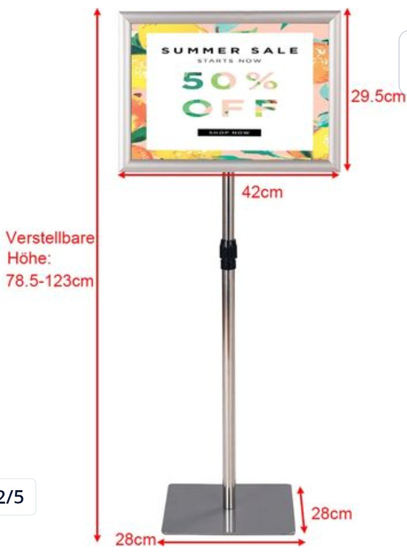 Costway Soporte de información ajustable A3 - Imagen 2