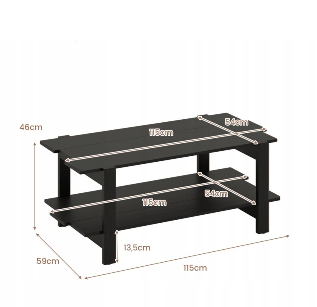 Costway Mesa de centro de 2 niveles con estante - Imagen 2