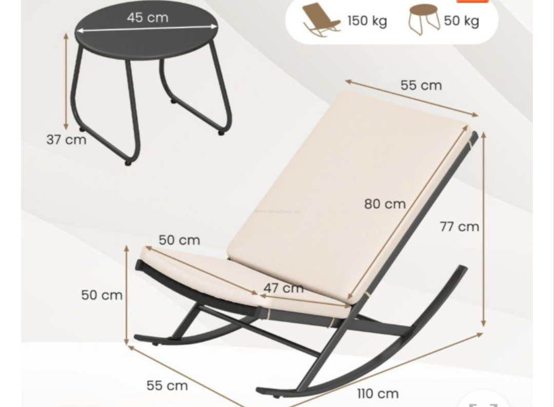 Costway Conjunto de muebles de jardín con 2 mecedoras - Imagen 2
