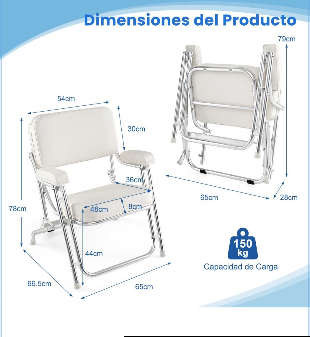 SILLA PLEGABLE DE BARCO COSTWAY NP11834WH - Imagen 2