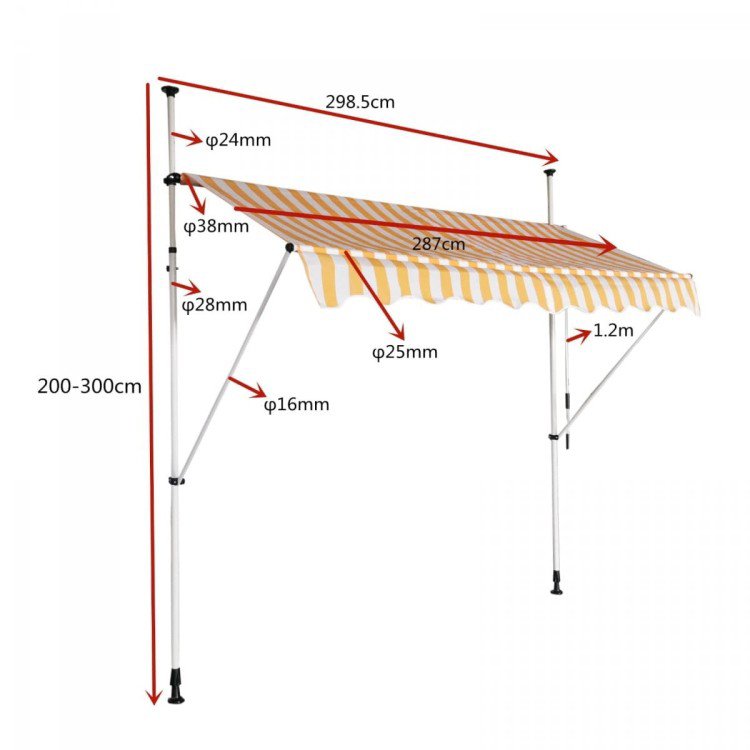 TOLDO RETRACTIL COSTWAY OP70316GR - Imagen 2