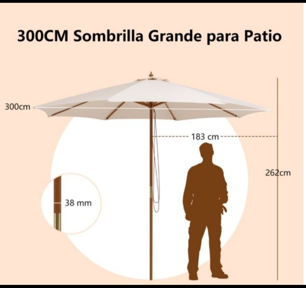 SOMBRILLA DE MADERA
COSTWAY NP10752BE - Imagen 2