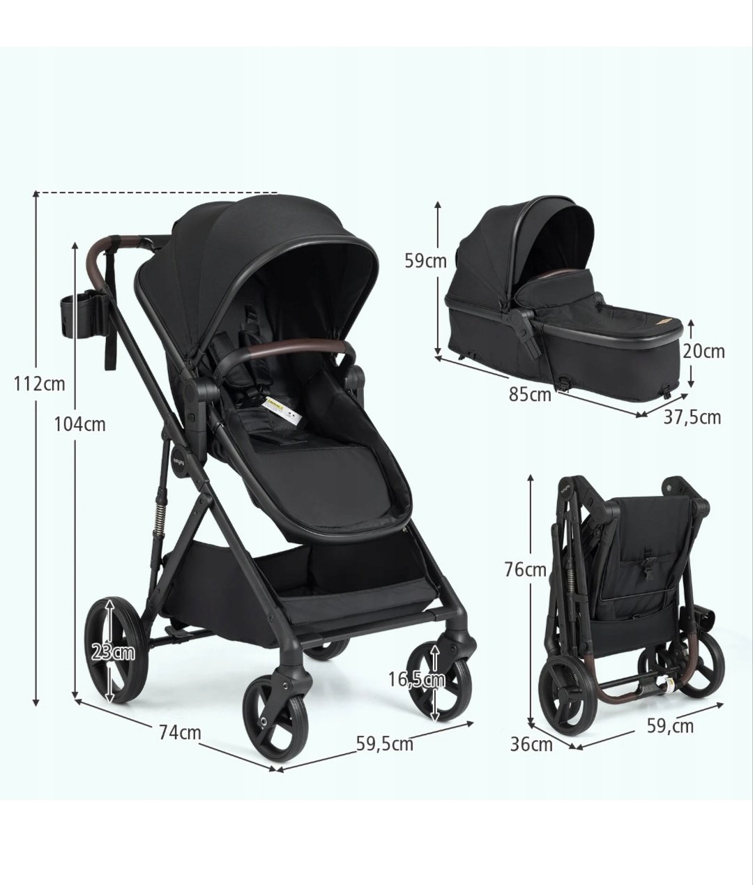 COCHECITO DE BEBE COSTWAY BC10322DE-BK
