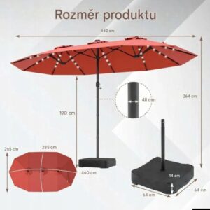 SOMBRILLA TRIPE LED Y BASE COSTWAY NP13260DE-OR