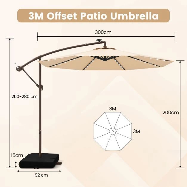 SOMBRILLA CON LED COSTWAY NP13196BE - Imagen 2