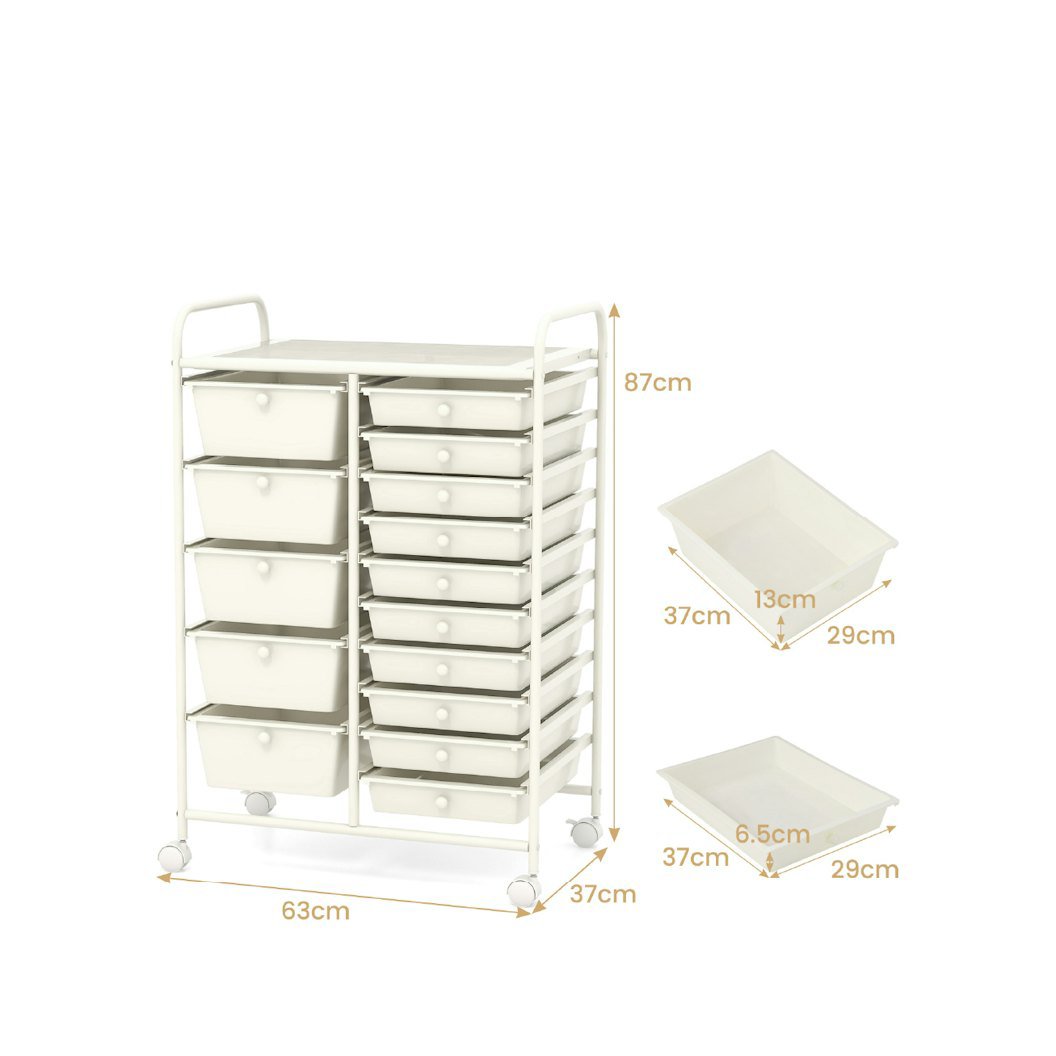 CARRITO DE ALMACENAMIENTO CON 15 CAJONES COSTWAY HW53825 - Imagen 2