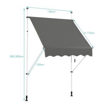 TOLDO RETRACTIL DE 150cm COSTWAY OP70318GR