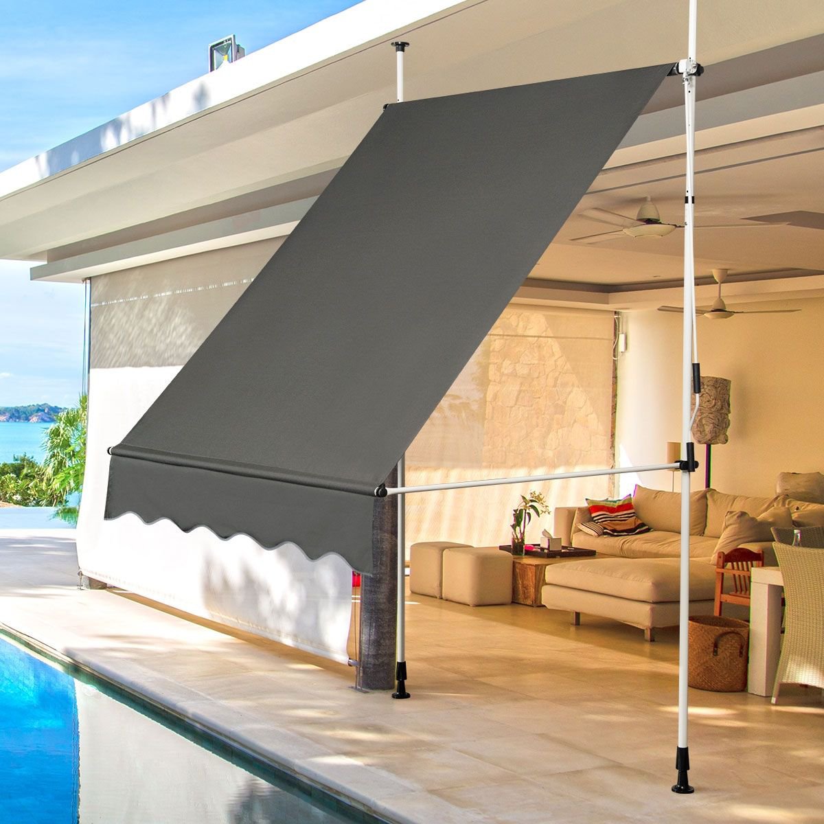 TOLDO RETRACTIL DE 150cm COSTWAY OP70318GR - Imagen 2