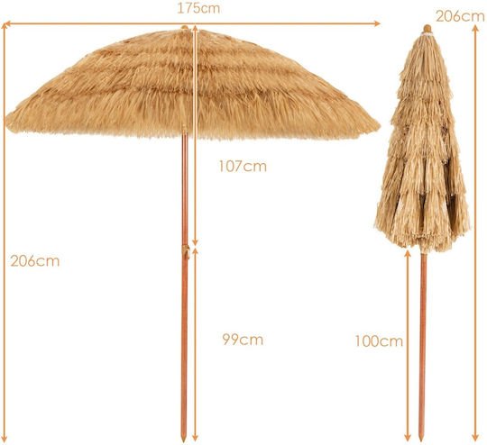Costway Sombrilla de playa de 175 cm - Imagen 2