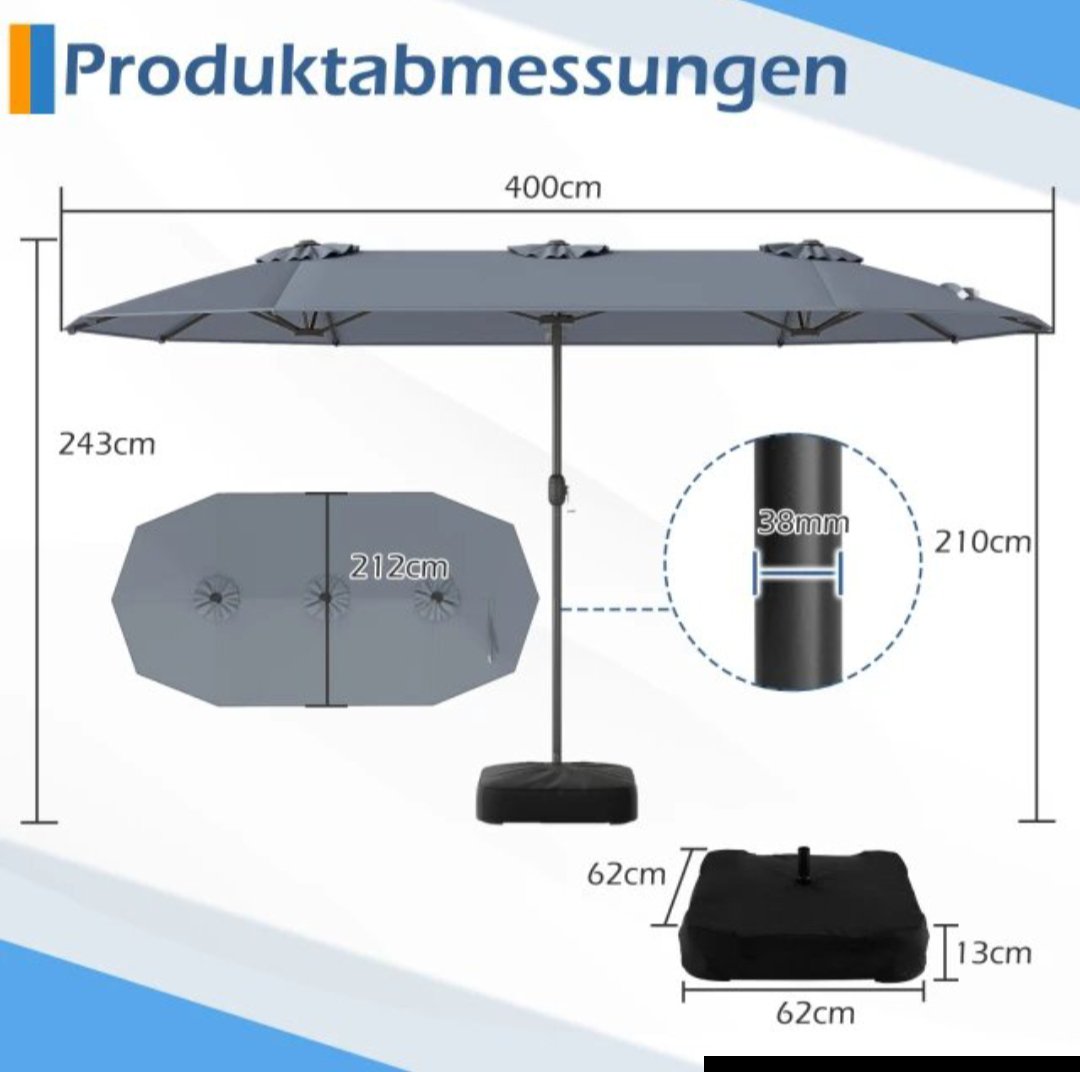 SOMBRILLA CON BASE COSTWAY NP13435EU-HS - Imagen 2