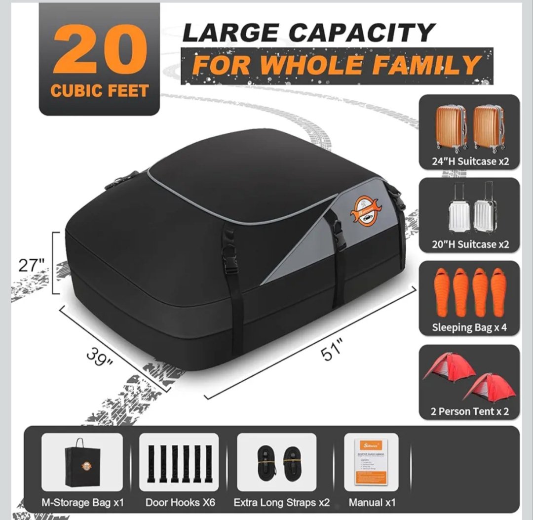 Sailnovo Cofre Techo Coche de 580 L/20 cúbicos - Imagen 2