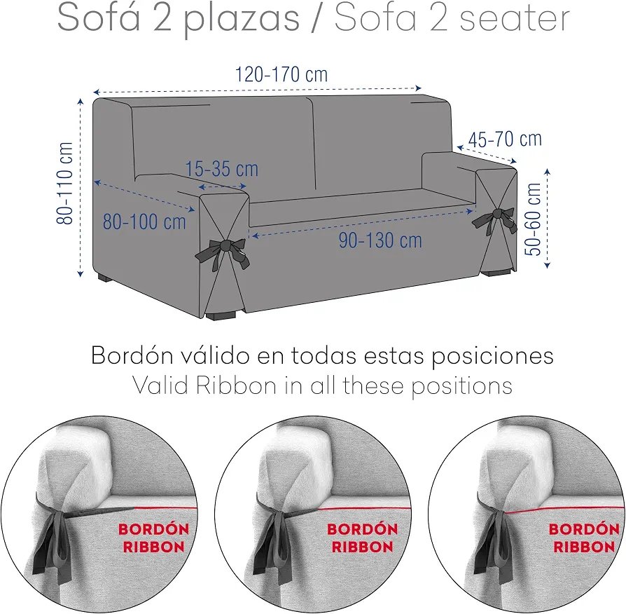 Eysa Levante Funda de sofá 2 plazas con Lazos - Imagen 2