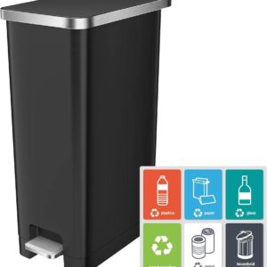 EKO Hana Cubo de basura delgado de 30 litros con pedal