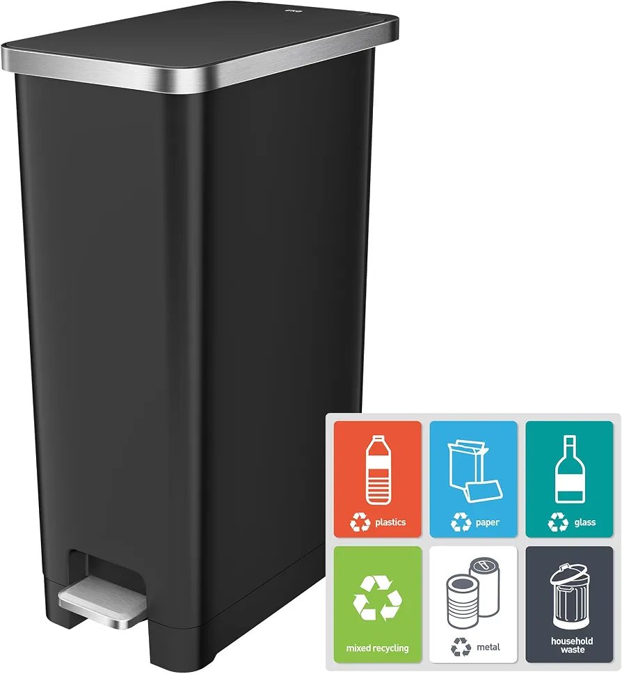 EKO Hana Cubo de basura delgado de 30 litros con pedal