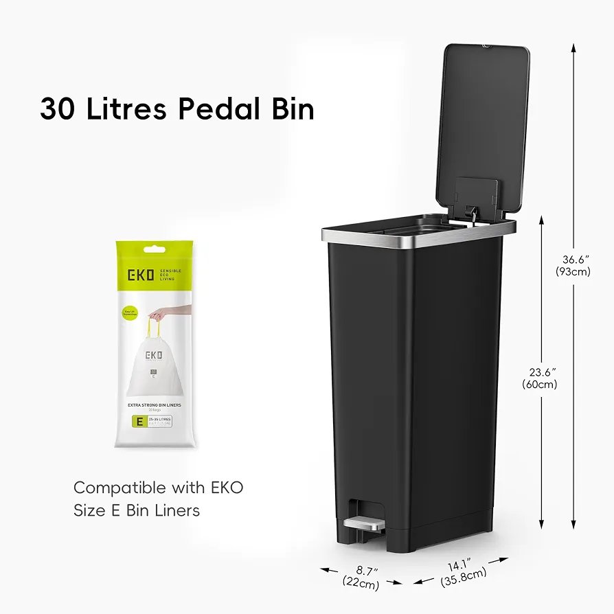 EKO Hana Cubo de basura delgado de 30 litros con pedal - Imagen 2