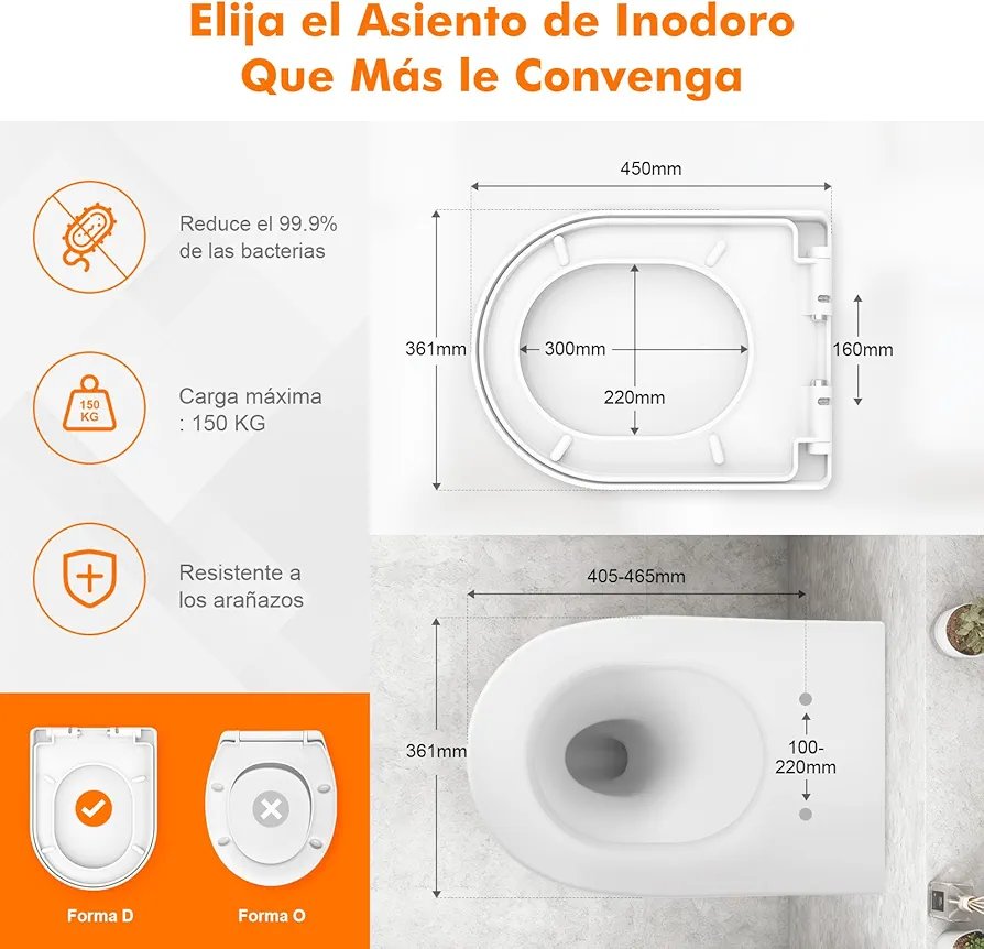 Tapa WC Forma D con Cierre Suave - Imagen 2