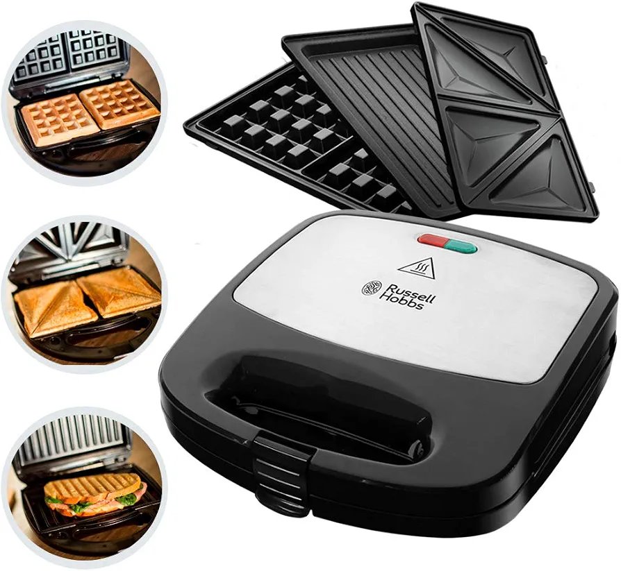 Russell Hobbs Sandwicheras 3 en 1 gofrera tostadora grill