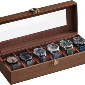 SONGMICS JEB006K1 Caja de Relojes con 6 Compartimentos