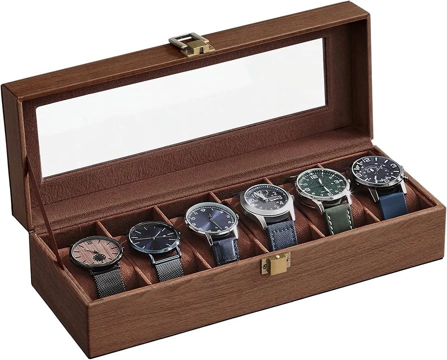 SONGMICS JEB006K1 Caja de Relojes con 6 Compartimentos